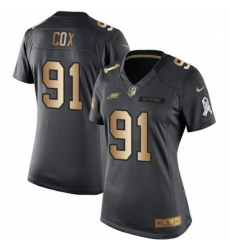 Womens Nike Philadelphia Eagles 91 Fletcher Cox Limited BlackGold Salute to Service NFL Jersey