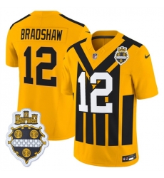 Men Pittsburgh Steelers 12 Terry Bradshaw Gold 1933 F U S E Throwback Alternate Football Stitched Football Jersey 2 Men Pittsburgh Steelers 12 Terry Bradshaw Gold 1933 F U S E Throwback Alternate Football Stitched Football Jersey 2
