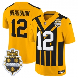 Men Pittsburgh Steelers 12 Terry Bradshaw Gold 1933 F U S E  Throwback Alternate Football Stitched Football Jersey