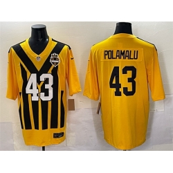 Men Pittsburgh Steelers 43 Troy Polamalu Gold 1933 Throwback Alternate Stitched Football Jersey