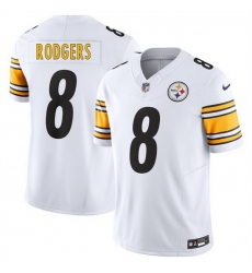 Men Pittsburgh Steelers 8 Aaron Rodgers White 2025 F U S E Vapor Limited Stitched Football Jersey Men Pittsburgh Steelers 8 Aaron Rodgers White 2025 F U S E Vapor Limited Stitched Football Jersey