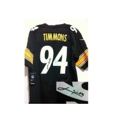 Nike Pittsburgh Steelers 94 Lawrence Timmons Black Elite Signed NFL Jersey