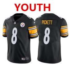 Youth Pittsburgh Steelers 8 Kenny Pickett Black 2022 Vapor Untouchable Stitched NFL Nike Limited Jersey