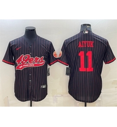 Men San Francisco 49ers 11 Brandon Aiyuk Black With Patch Cool Base Stitched Baseball Jersey