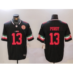 Men San Francisco 49ers 13 Brock Purdy Black F U S E  Mexico With Gate Bridge Patch Vapor Limited Stitched Football Jersey