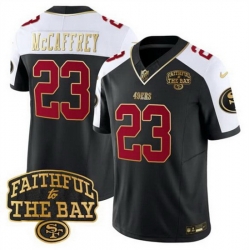 Men San Francisco 49ers 23 Christian McCaffrey Black Alternate 2025 F U S E  Faithful To The Bay Patch Limited V8 Stitched Football Jersey