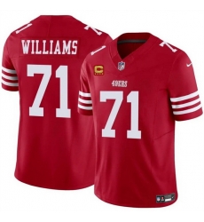Men San Francisco 49ers 71 Trent Williams Red 2025 F U S E With 4 Star C Patch Vapor Untouchable Limited Stitched Football Jersey Men San Francisco 49ers 71 Trent Williams Red 2025 F U S E With 4 Star C Patch Vapor Untouchable Limited Stitched Football Jersey