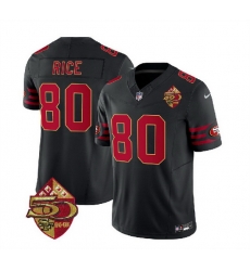 Men San Francisco 49ers 80 Jerry Rice Black 2023 F U S E  50th Patch Vapor Limited Stitched Football Jersey