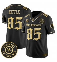 Men San Francisco 49ers 85 George kittle Gothic Edition Black Gold Vapor Limited Jersey Men San Francisco 49ers 85 George kittle Gothic Edition Black Gold Vapor Limited Jersey