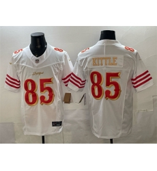 Men San Francisco 49ers 85 George kittle White Gold 2025 F U S E Rivalries Vapor Limited Stitched Football Jersey Men San Francisco 49ers 85 George kittle White Gold 2025 F U S E Rivalries Vapor Limited Stitched Football Jersey