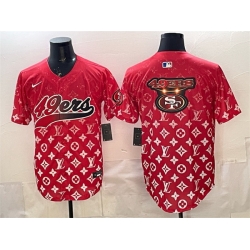 Men San Francisco 49ers Team Big Logo Red Limited Stitched Baseball Jersey 2