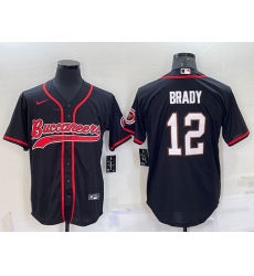 Men Tampa Bay Buccaneers  12 Tom Brady Black Cool Base Stitched Baseball Jersey