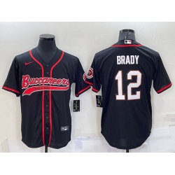 Men Tampa Bay Buccaneers  12 Tom Brady Black Cool Base Stitched Baseball Jersey