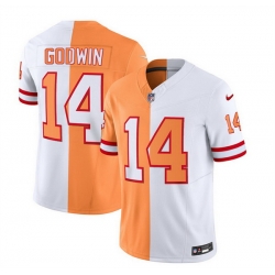 Men Tampa Bay Buccaneers 14 Chris Godwin 2023 F U S E  White Gold Split Throwback Limited Stitched Jersey