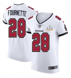 Men Tampa Bay Buccaneers 28 Leonard Fournette Men Super Bowl LV Bound Nike White Vapor Elite Jersey