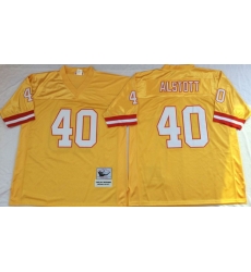 Men Tampa Bay Buccaneers 40 Mike Alstott Yellow M&N Throwback Jersey