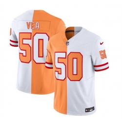 Men Tampa Bay Buccaneers 50 Vita Vea 2023 F U S E  White Gold Split Throwback Limited Stitched Jersey