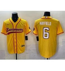 Men Tampa Bay Buccaneers 6 Baker Mayfield Gold Cool Base Stitched Baseball Jersey
