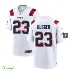 Men New England Patriots 23  Kyle Dugger White Vapor Limited Stitched Football Jersey