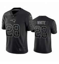 Men New England Patriots 28 James White Black Reflective Limited Stitched Football Jersey