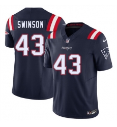Men New England Patriots 43 Bradyn Swinson Navy 2025 F U S E  Vapor Limited Stitched Football Jersey