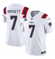 Men New England Patriots 7 Jacoby Brissett White F U S E  With 2 Star C Patch Vapor Limited Stitched Football Jersey