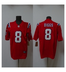Men New England Patriots 8 Stefon Diggs Red 2025 Vapor Limited Stitched Football Jersey