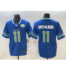 Men Seattle Seahawks 11 Jaxon Smith Njigba Royal F U S E  2025 NFC West Champions Patch Limited Stitched Football Jersey