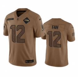 Men Seattle Seahawks 12 Fan 2023 Brown Salute To Service Limited Stitched Football Jersey