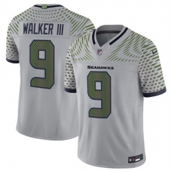 Men Seattle Seahawks 9 Kenneth Walker III Grey 2025 F U S E Rivalries Vapor Untouchable Limited Stitched Football Jersey