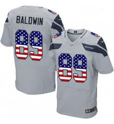 Mens Nike Seattle Seahawks 89 Doug Baldwin Elite Grey Alternate USA Flag Fashion NFL Jersey