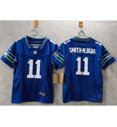 Women Seattle Seahawks 11 Jaxon Smith Njigba Royal 2024 F U S E Throwback Vapor Limited Stitched Football Jersey 