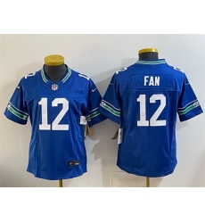Women Seattle Seahawks 12 Fan Royal 2024 F U S E Throwback Vapor Limited Stitched Football Jersey 