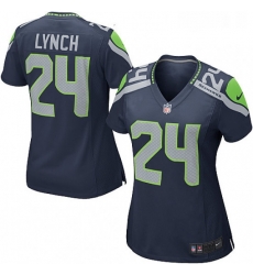 Womens Nike Seattle Seahawks 24 Marshawn Lynch Game Steel Blue Team Color NFL Jersey