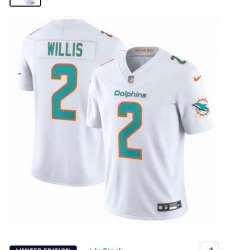 Men Miami Dolphins 2 Malik Willis White 2025 F U S E Rivalries Vapor Limited Stitched Football Jersey