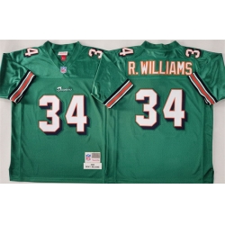 Men Miami Dolphins 34 Ricky Williams Aqua Throwback Stitched Football Jersey
