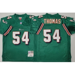 Men Miami Dolphins 54 Zach Thomas Aqua Throwback Stitched Football Jersey