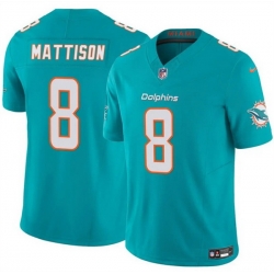 Men Miami Dolphins 8 Alexander Mattison Aqua 2025 F U S E  Vapor Limited Stitched Football Jersey