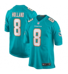 Men Miami Dolphins 8 Jevon Holland Aqua Stitched Game Jersey