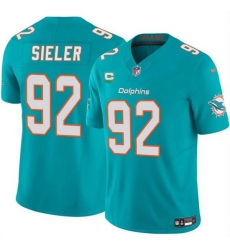 Men Miami Dolphins 92 Zach Sieler Aqua 2025 F U S E  With 2 Star C Patch Vapor Limited Stitched Football Jersey