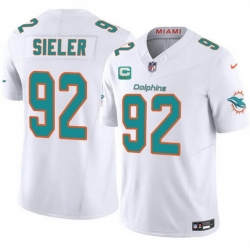 Men Miami Dolphins 92 Zach Sieler White 2025 F U S E  With 2 Star C Patch Vapor Limited Stitched Football Jersey
