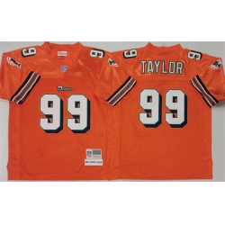 Men Miami Dolphins 99 Jason Taylor Orange Throwback Stitched Football Jersey