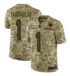 Nike Dolphins 1 Tua Tagovailoa Camo Men Stitched NFL Limited 2018 Salute To Service Jersey