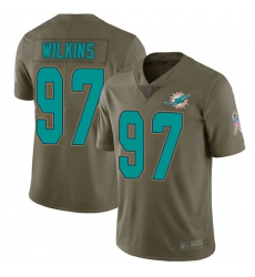 Dolphins 97 Christian Wilkins Olive Youth Stitched Football Limited 2017 Salute to Service Jersey