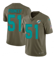 Youth Nike Dolphins #51 Mike Pouncey Olive Stitched NFL Limited 2017 Salute to Service Jersey