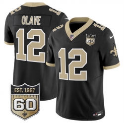 Men New Orleans Saints  12 Chris Olave Black 2026 F U S E 60th Anniversary Patch Vapor Limited Football Stitched Jersey