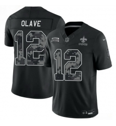 Men New Orleans Saints 12 Chris Olave Black F U S E 2026 Salute to Service Limited Stitched Football Jersey