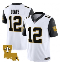 Men New Orleans Saints 12 Chris Olave White Black 2023 F U S E  1987 Legacy Vapor Stitched Jersey