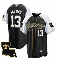 Men New Orleans Saints 13 Michael Thomas Black White 1987 Legacy Cool Base Stitched Baseball Jersey