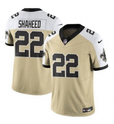 Men New Orleans Saints 22 Rashid Shaheed Gold White Alternate 2025 F U S E  Vapor Limited Stitched Football Jersey